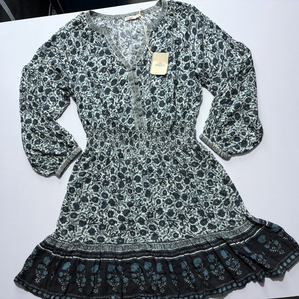 FAHERTY Montana Dress Navy Folly Floral Boho Cabin Western NWT Size Small (S)